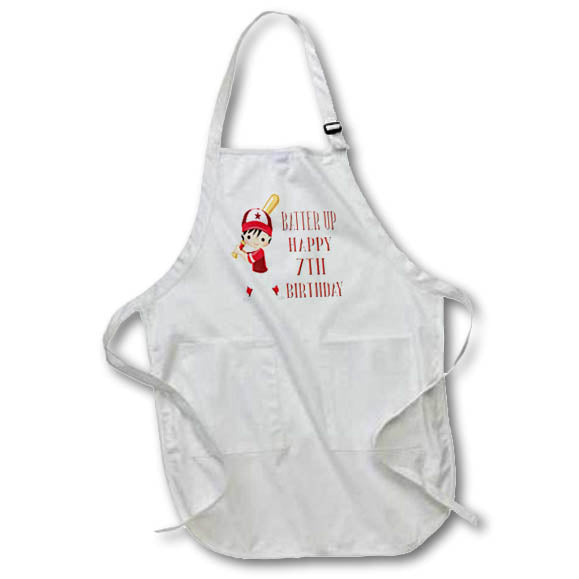 Apron - Batter Up Baseball Player In Red 7th Birthday Birthdays