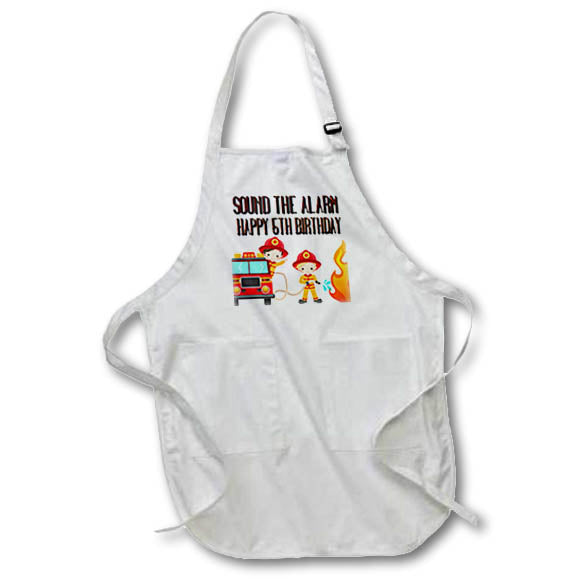 Apron - Sound The Alarm Happy 5th Birthday With Little Boy Firefighters Birthdays