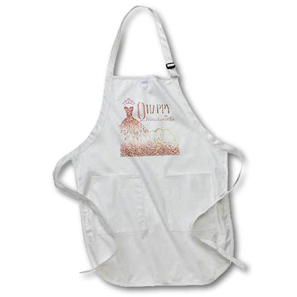 Apron - Happy Quinceanera With A Pretty Pink Image Of Glitter Gown Birthdays