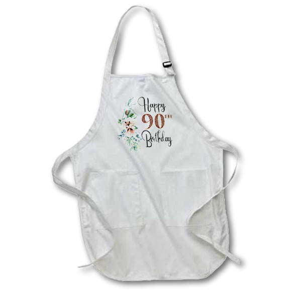 Apron - Happy 90th Birthday With Pink Blush Flowers Birthdays