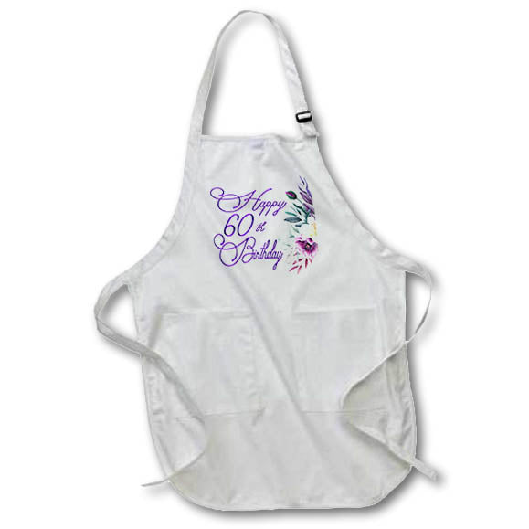 Apron - Happy 60th Birthday In Purple With Purple Flowers Birthdays