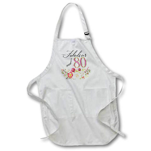 Apron - Fabulous and 80 In Pink and Image Of Gold and Pink Flowers Birthdays