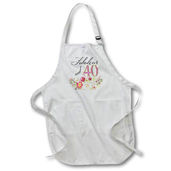 Apron - Fabulous and 40 In Pink and Image Of Gold and Pink Flowers Birthdays