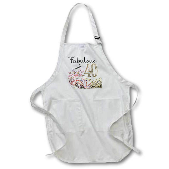 Apron - Fabulous and 40 In Image Of Gold With A Floral Vintage Limousine Birthdays