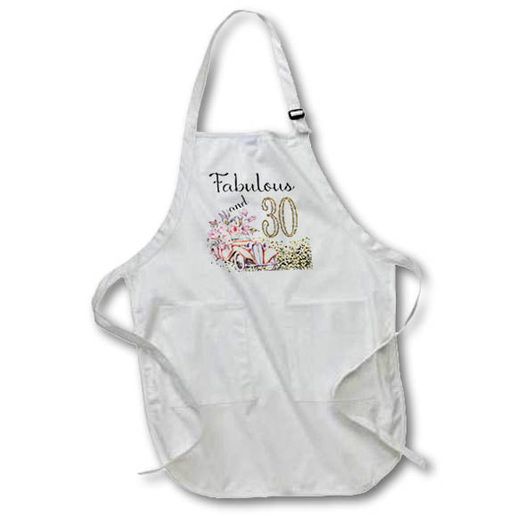 Apron - Fabulous and 30 In Image Of Gold With A Floral Vintage Limousine Birthdays
