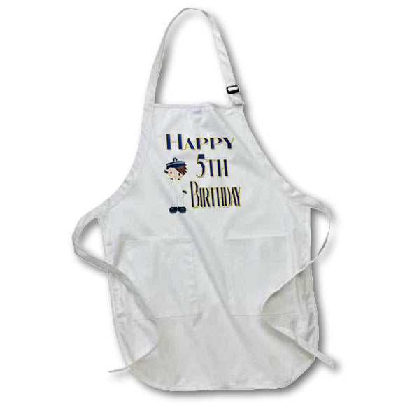 Apron - Happy 5th Birthday With A Cute Military Navy Boy Birthdays