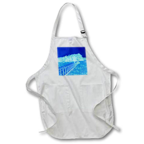 Apron - Image of Blue Boardwalk And Trees Among Blue Florida Swamp lens Art by Florene - Surreal Funky Color Photos