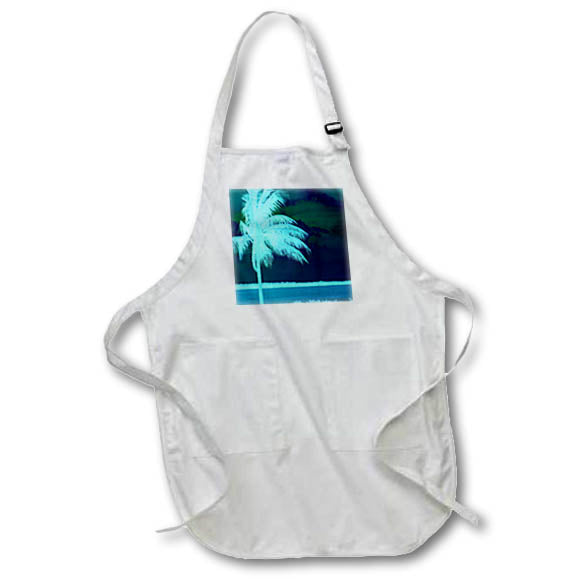 Apron - Image of Aqua Tree Against Green Teal With Blue Water lens Art by Florene - Surreal Funky Color Photos