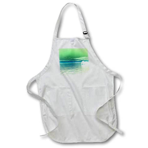 Apron - Image of Tiki Hut On River in Aqua Water Lime Green Sky lens Art by Florene - Surreal Funky Color Photos