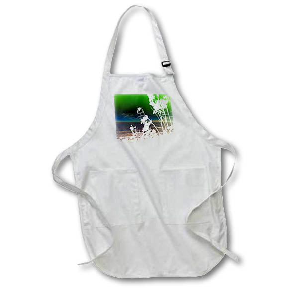 Apron - Image of Sarasota Beach In Surreal Green White And Teal lens Art by Florene - Surreal Funky Color Photos