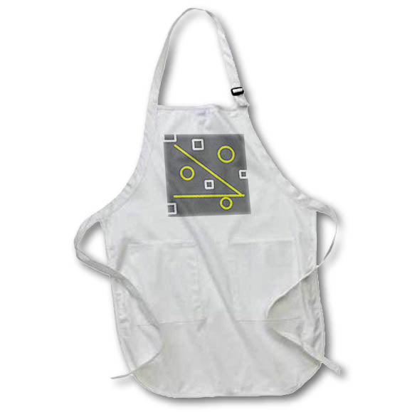 Apron - Image of Simple Gray With Yellow Triangle And Circles White Squares lens Art by Florene - Minimalist And Modern