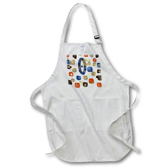 Apron - Image of Metallic Gold Orange And Blue Shapes Painting lens Art by Florene - Minimalist And Modern