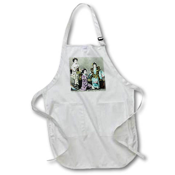 Apron - Magic Lantern Slide Japanese Women in Beautiful Kimonos Hand Colored Magic Lantern Slides