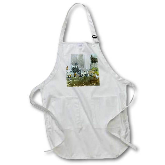 Apron - Magic Lantern Slide Man with Chickens Vintage Farm Life Magic Lantern Slides
