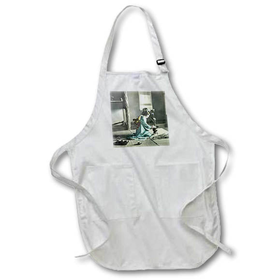 Apron - Magic Lantern Slide Japanese Lady Arranging Flowers Vintage Japan Magic Lantern Slides