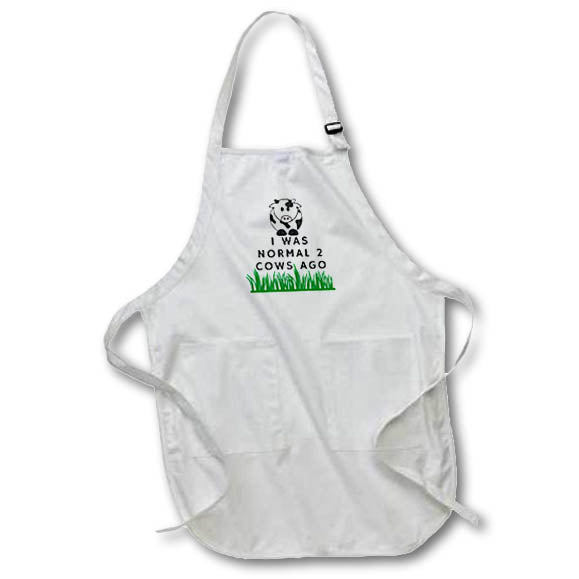 Apron - Cute Image of Cows with Text of I was Nomal 2 Cows Ago 3dRose-Funny Quotes