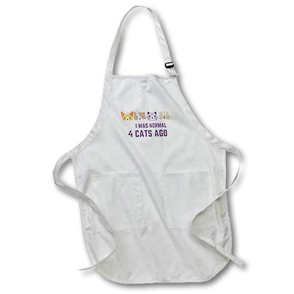 Apron - Cute Image of Cats with Text of I was Nomal 4 Cats Ago 3dRose-Funny Quotes