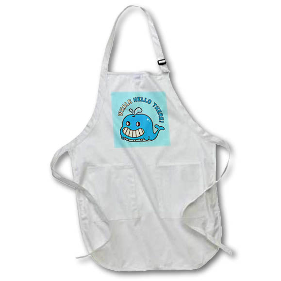 Apron - Cute Image of Whale with Text of Whale Hello There 3dRose-Funny Quotes
