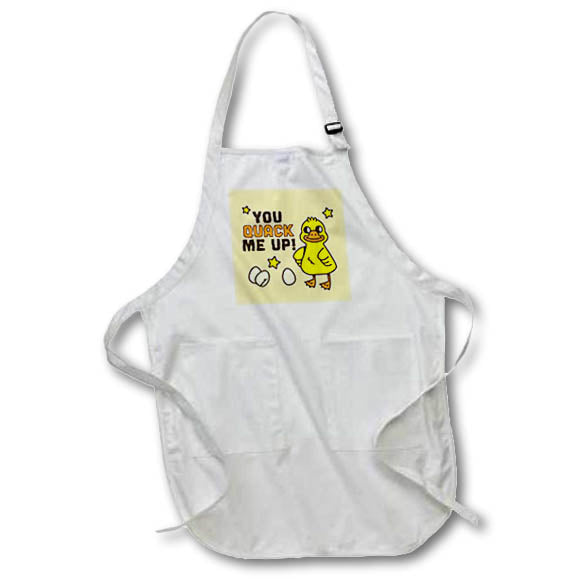 Apron - Cute Image of Duck with Text of You Quack Me Up 3dRose-Funny Quotes