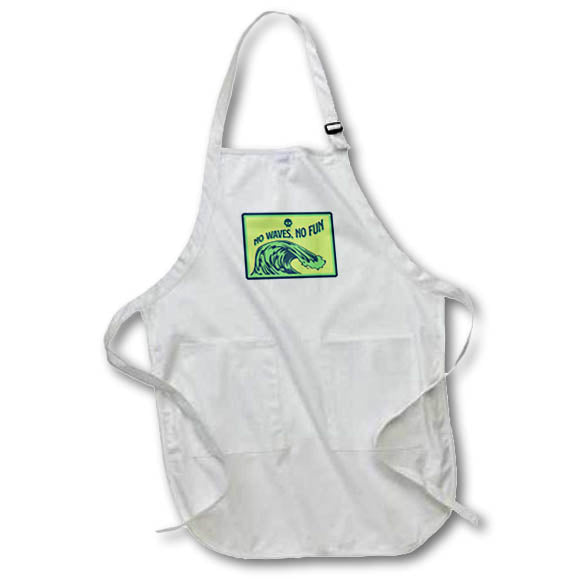Apron - Summer Graphic with Text of No Waves,No Fun 3dRose-Summer Graphic Art