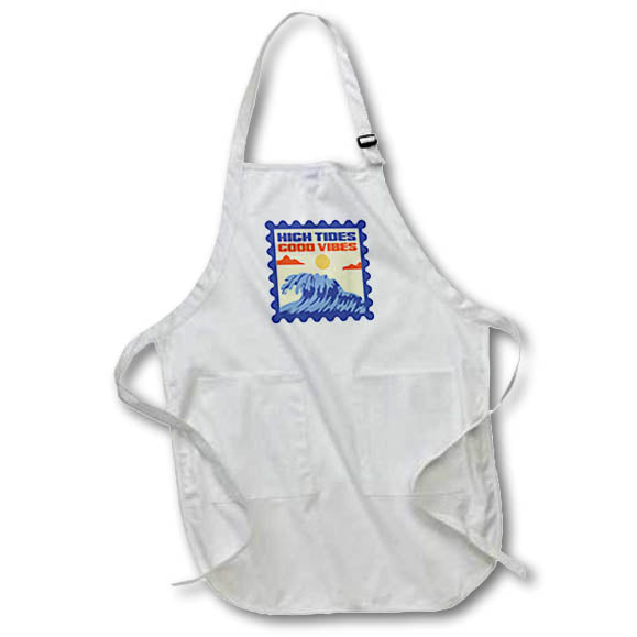 Apron - Summer Graphic with Text of High Tides Good Vibes 3dRose-Summer Graphic Art