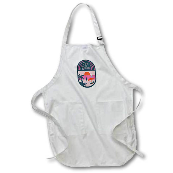 Apron - Summer Graphic with Text of Off To Shore 3dRose-Summer Graphic Art