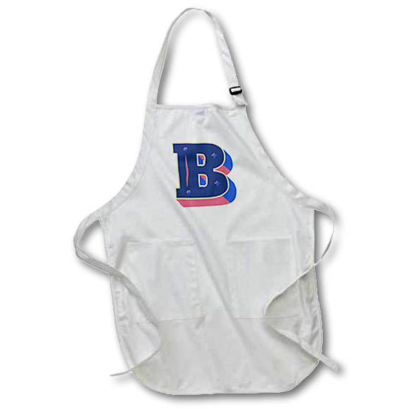 Apron - Personalized Initial Letter B 3D Blue Rosette - Personalized Initials