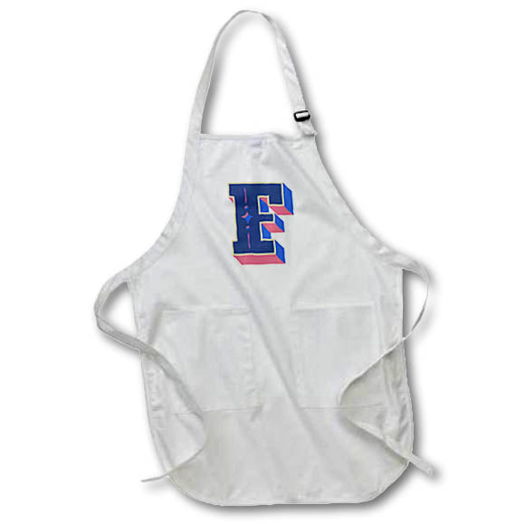 Apron - Personalized Initial Letter F 3D Blue Rosette - Personalized Initials