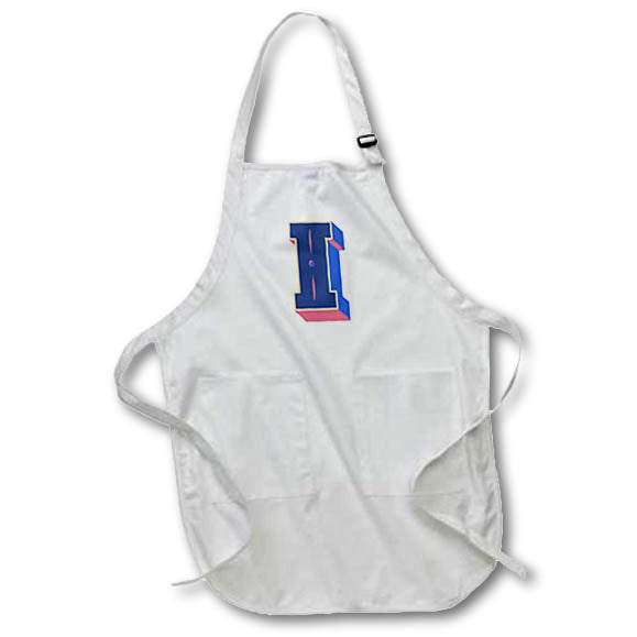 Apron - Personalized Initial Letter I 3D Blue Rosette - Personalized Initials