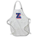 Apron - Personalized Initial Letter Z 3D Blue Rosette - Personalized Initials