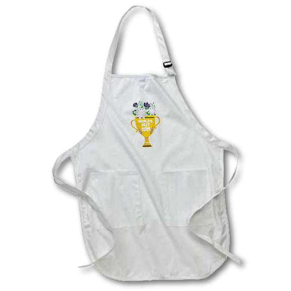 Apron - Gift for Mom on Mothers Day Trophy of a Worlds Best Mom Rosette - Gift for Mom