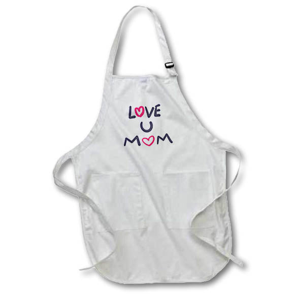 Apron - Gift for Mom on Mothers Day Love U Mom Rosette - Gift for Mom