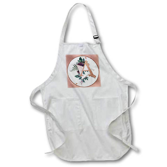 Apron - Pretty Image Of Rose Gold Geometric Floral Monogram Initial A Monograms