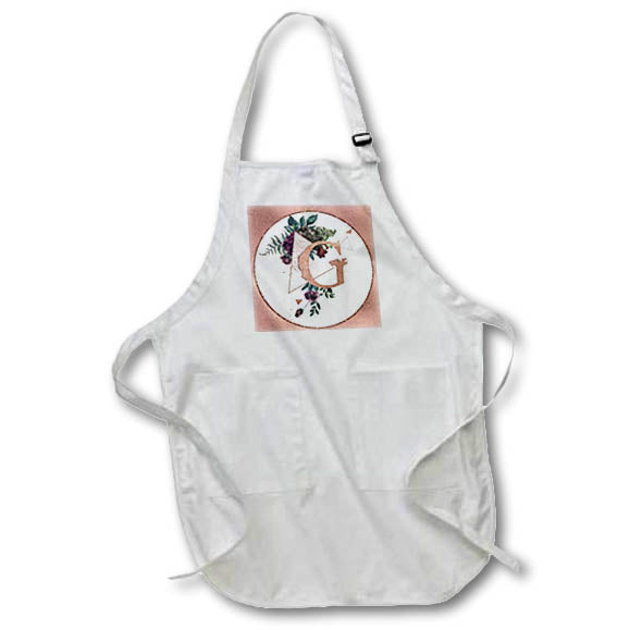 Apron - Pretty Image Of Rose Gold Geometric Floral Monogram Initial G Monograms