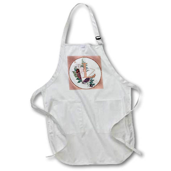 Apron - Pretty Image Of Rose Gold Geometric Floral Monogram Initial L Monograms