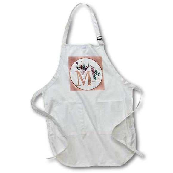 Apron - Pretty Image Of Rose Gold Geometric Floral Monogram Initial M Monograms