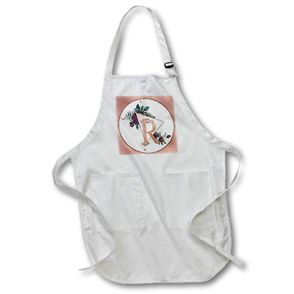 Apron - Pretty Image Of Rose Gold Geometric Floral Monogram Initial R Monograms