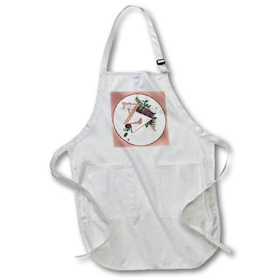 Apron - Pretty Image Of Rose Gold Geometric Floral Monogram Initial Z Monograms