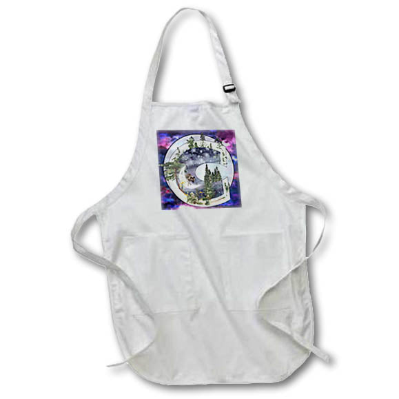 Apron - Unique Night Sky Forrest Animals Monogram Initial C Monograms