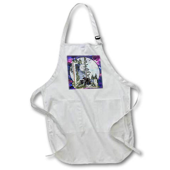 Apron - Unique Night Sky Forrest Animals Monogram Initial L Monograms
