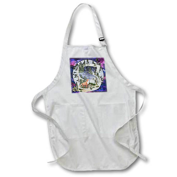 Apron - Unique Night Sky Forrest Animals Monogram Initial S Monograms