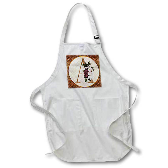 Apron - Pretty Image Of Copper Gold Pink Floral Monogram Initial A Monograms