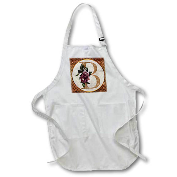 Apron - Pretty Image Of Copper Gold Pink Floral Monogram Initial B Monograms