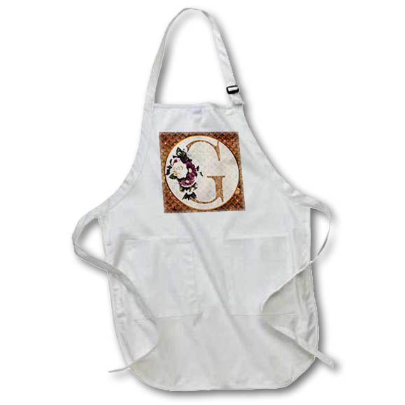 Apron - Pretty Image Of Copper Gold Pink Floral Monogram Initial G Monograms