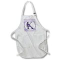 Apron - Pretty Purple Floral and Stripes Monogram Initial K Monograms