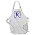 Apron - Pretty Purple Floral and Stripes Monogram Initial R Monograms