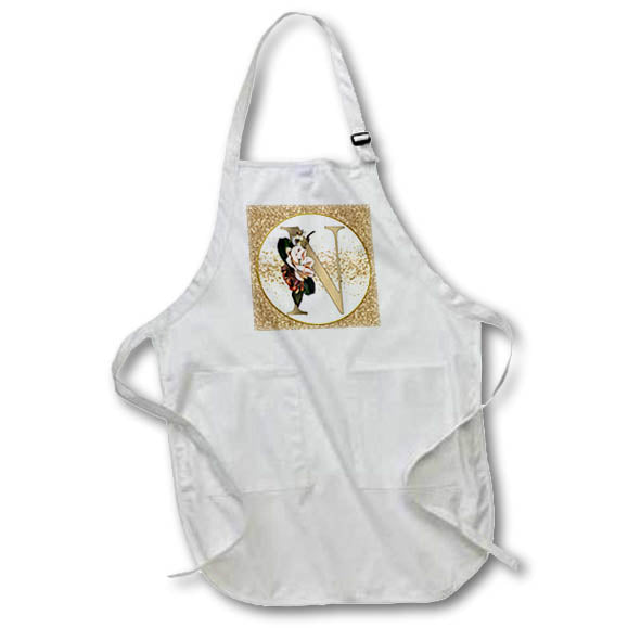 Apron - Glam Image Of Gold Image Of Glitter Floral Monogram Initial N Monograms