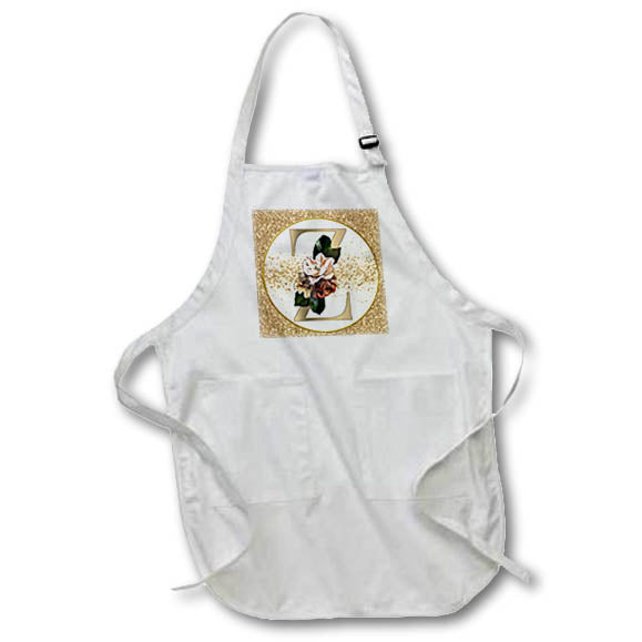 Apron - Glam Image Of Gold Image Of Glitter Floral Monogram Initial Z Monograms