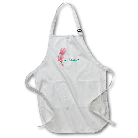 Apron - Dream with Image of A Pink Feather 3dRose-Inspirational quotes
