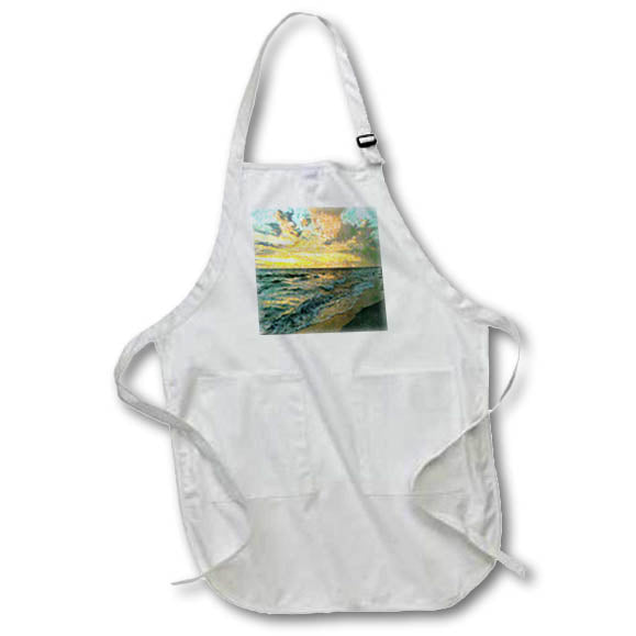 Apron - Image of Explosion Of Color Sky Over Gulf At Captiva Island Florida lens Art by Florene - Sunset Impressions